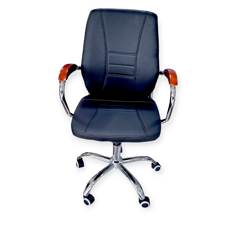 Swivel Chair Wooden Handle Leather