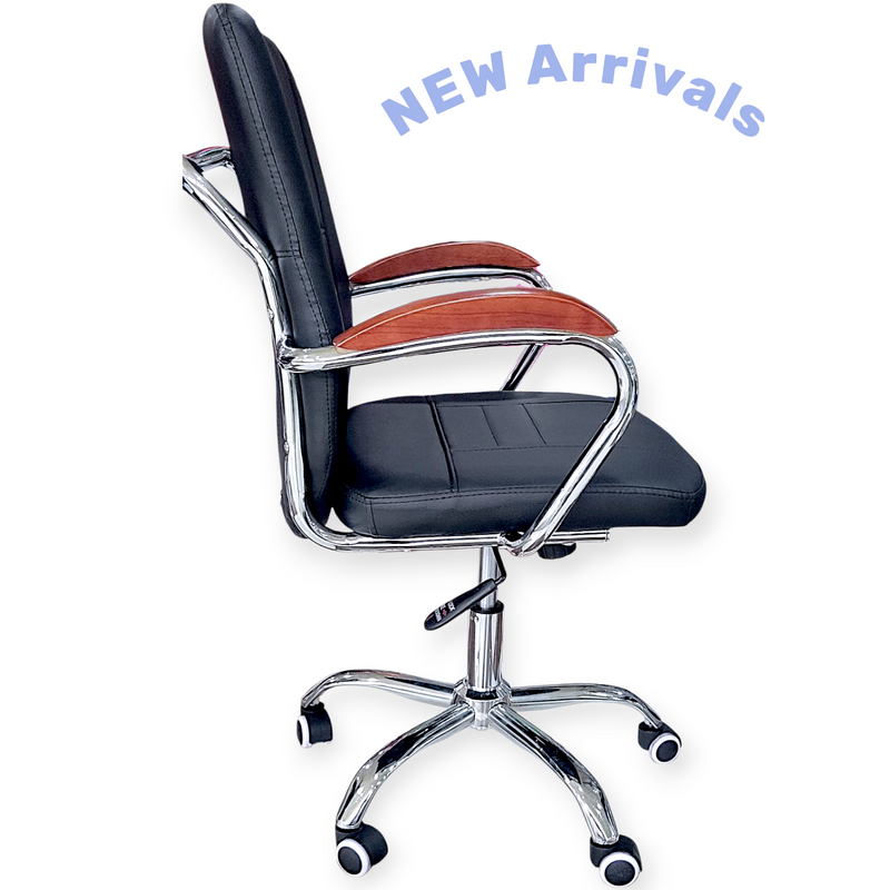 Swivel Chair Wooden Handle Leather