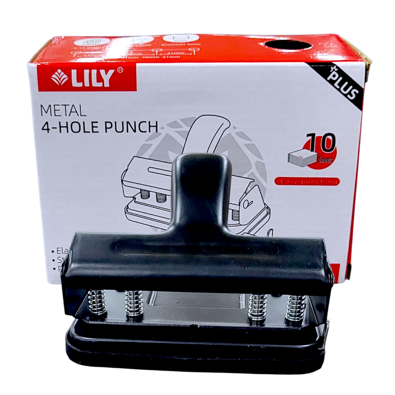 Metal 4 Hole Punch Lily - Kingdom Books and Stationery Ltd